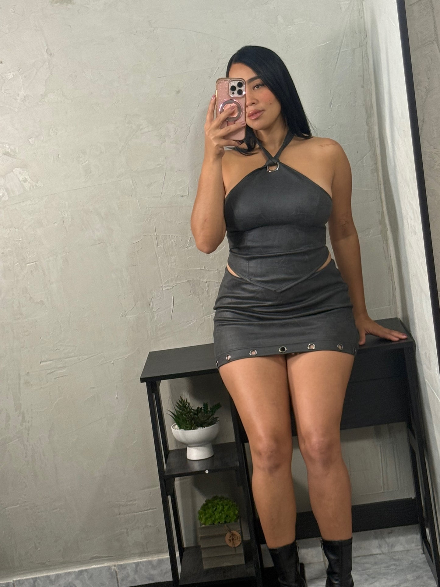 Halter top and mini skirt set