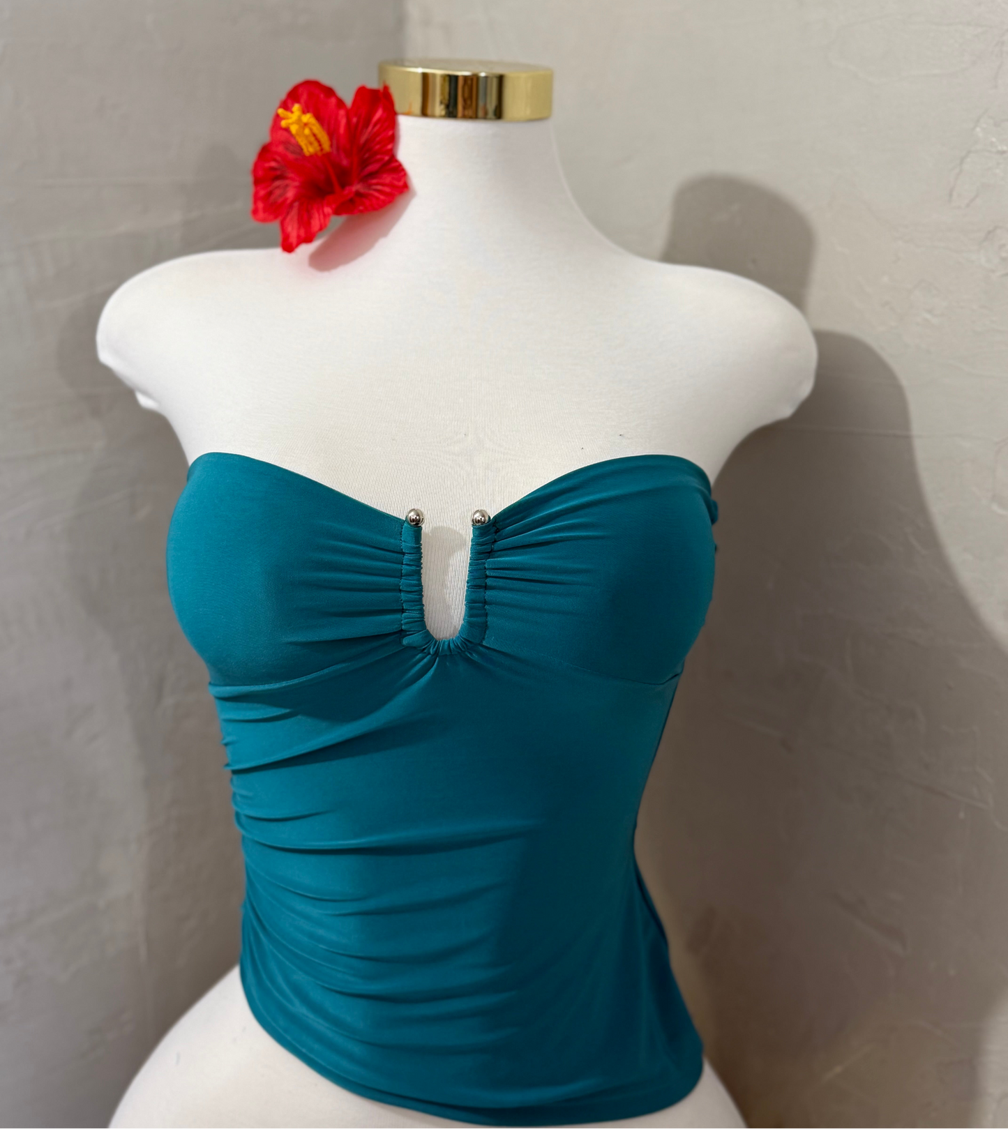 Teal Strapless Top