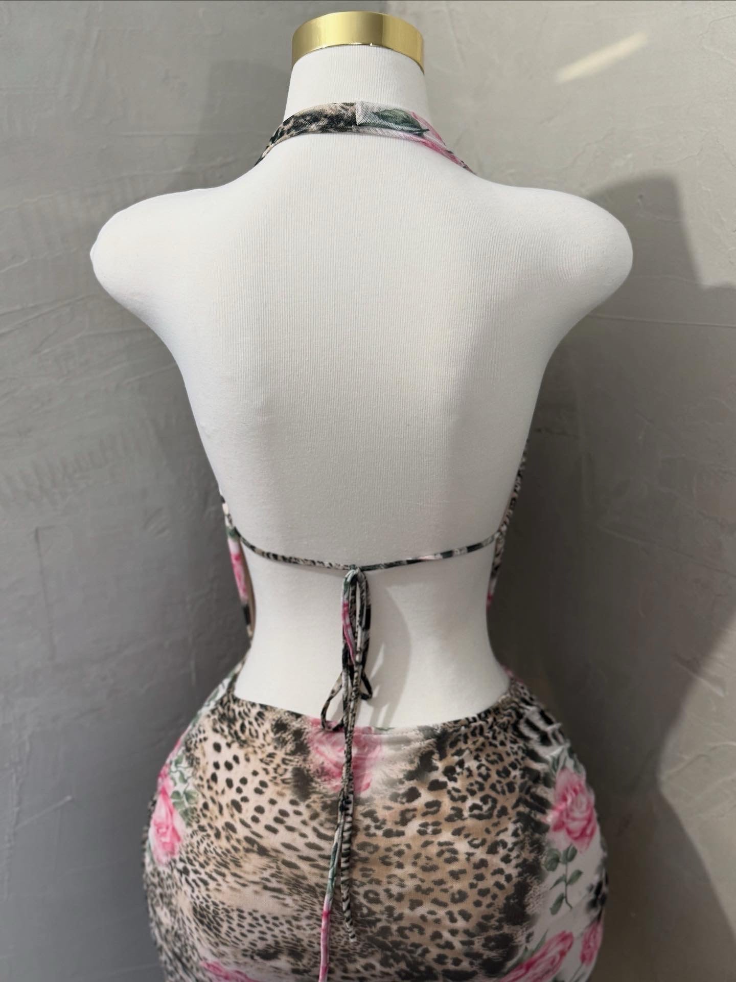 Brown Pink mini dress