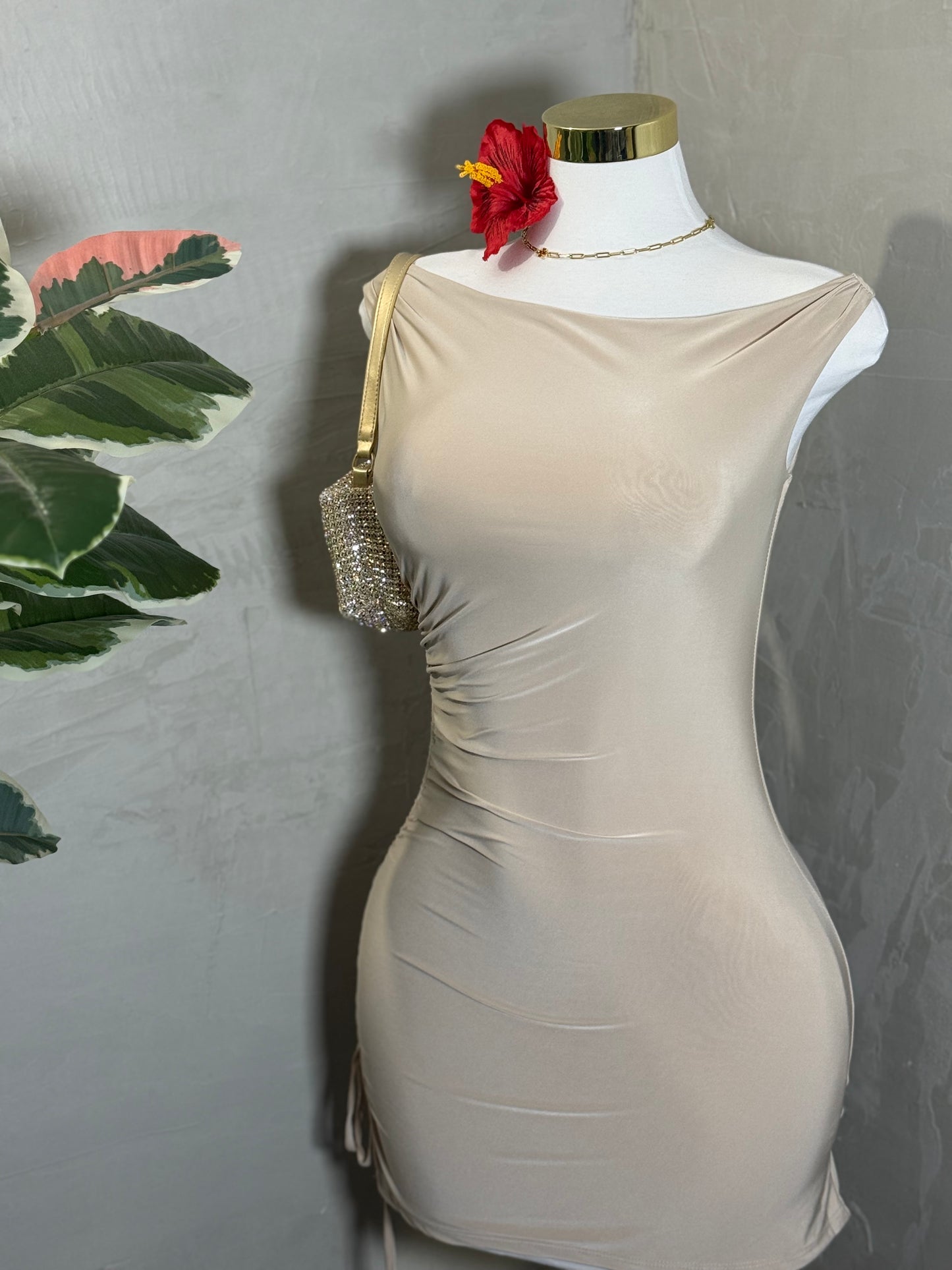 Mini dress taupe