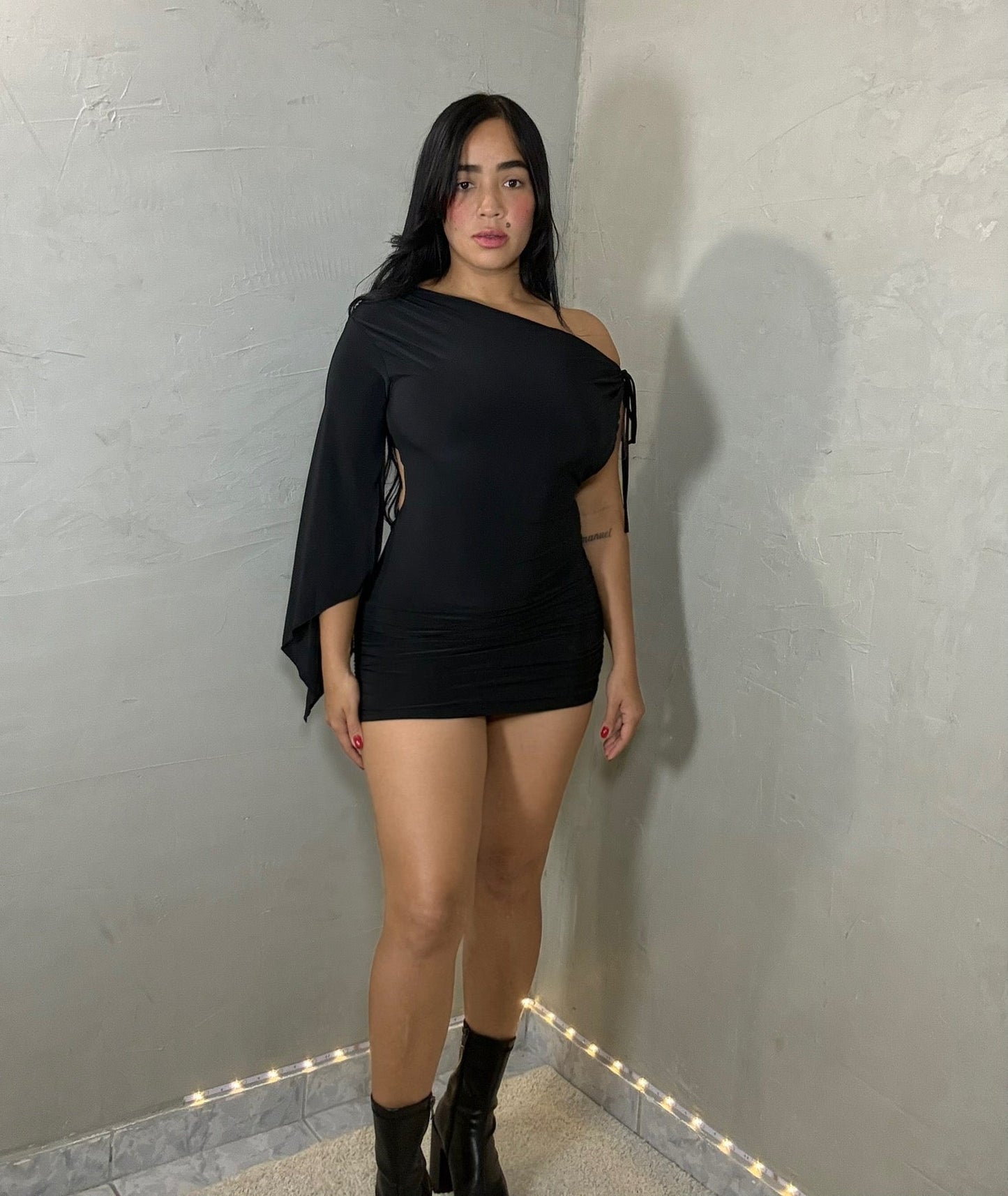 Black one sleeve dress