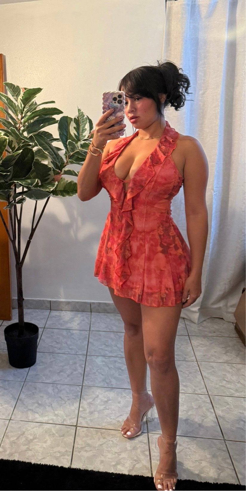 Girl on fire mesh mini
