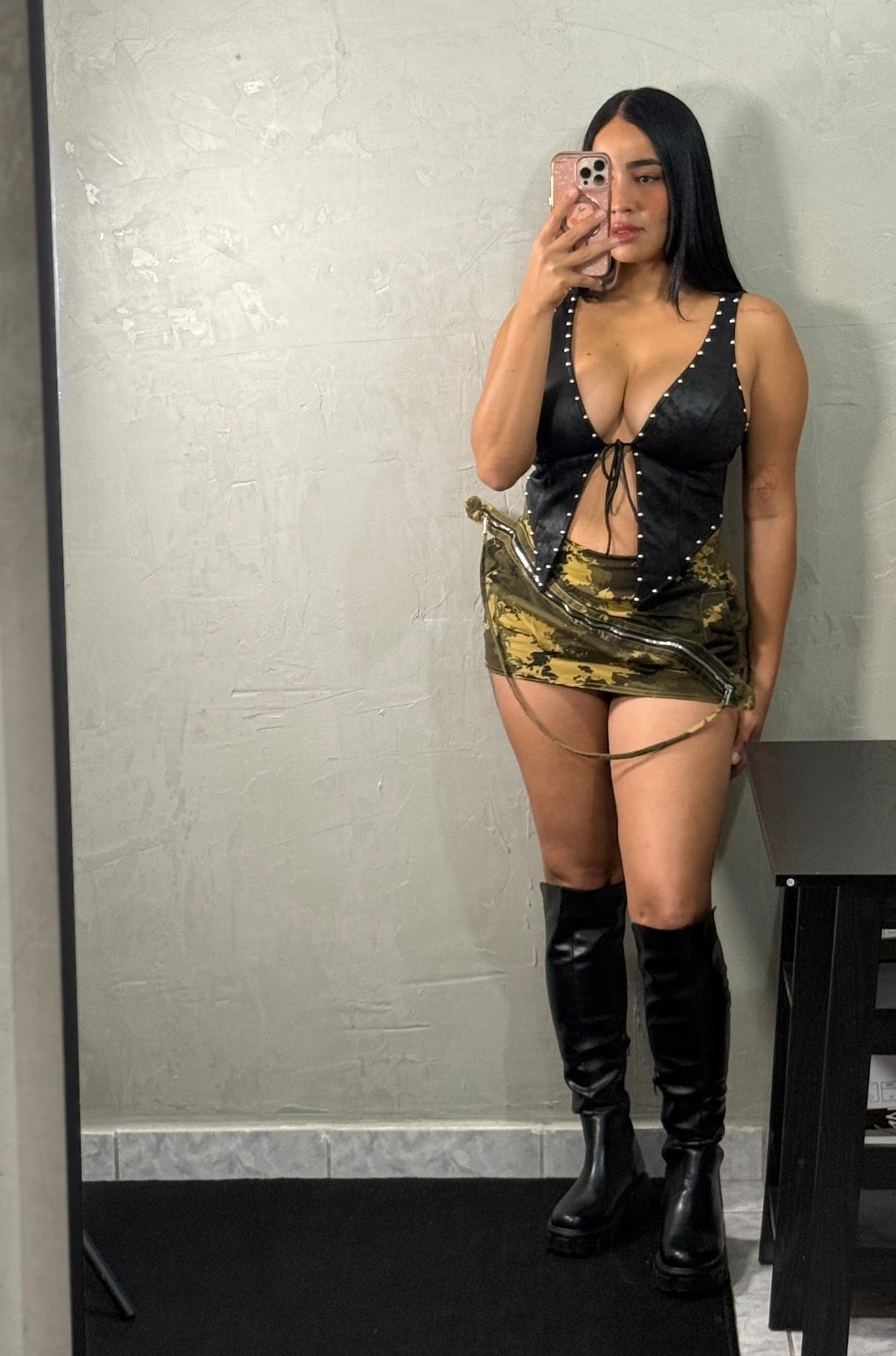 Suede With Studs Open Front Top