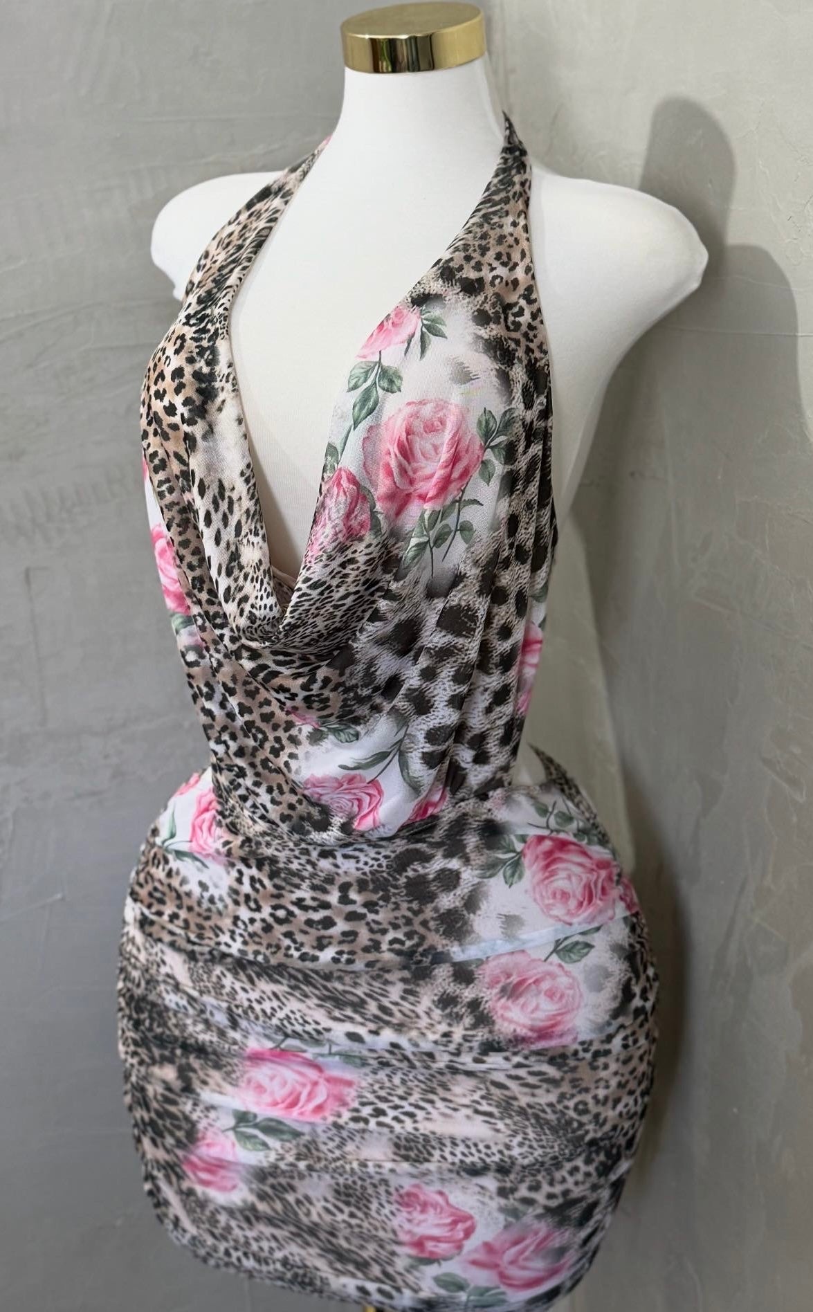 Brown Pink mini dress