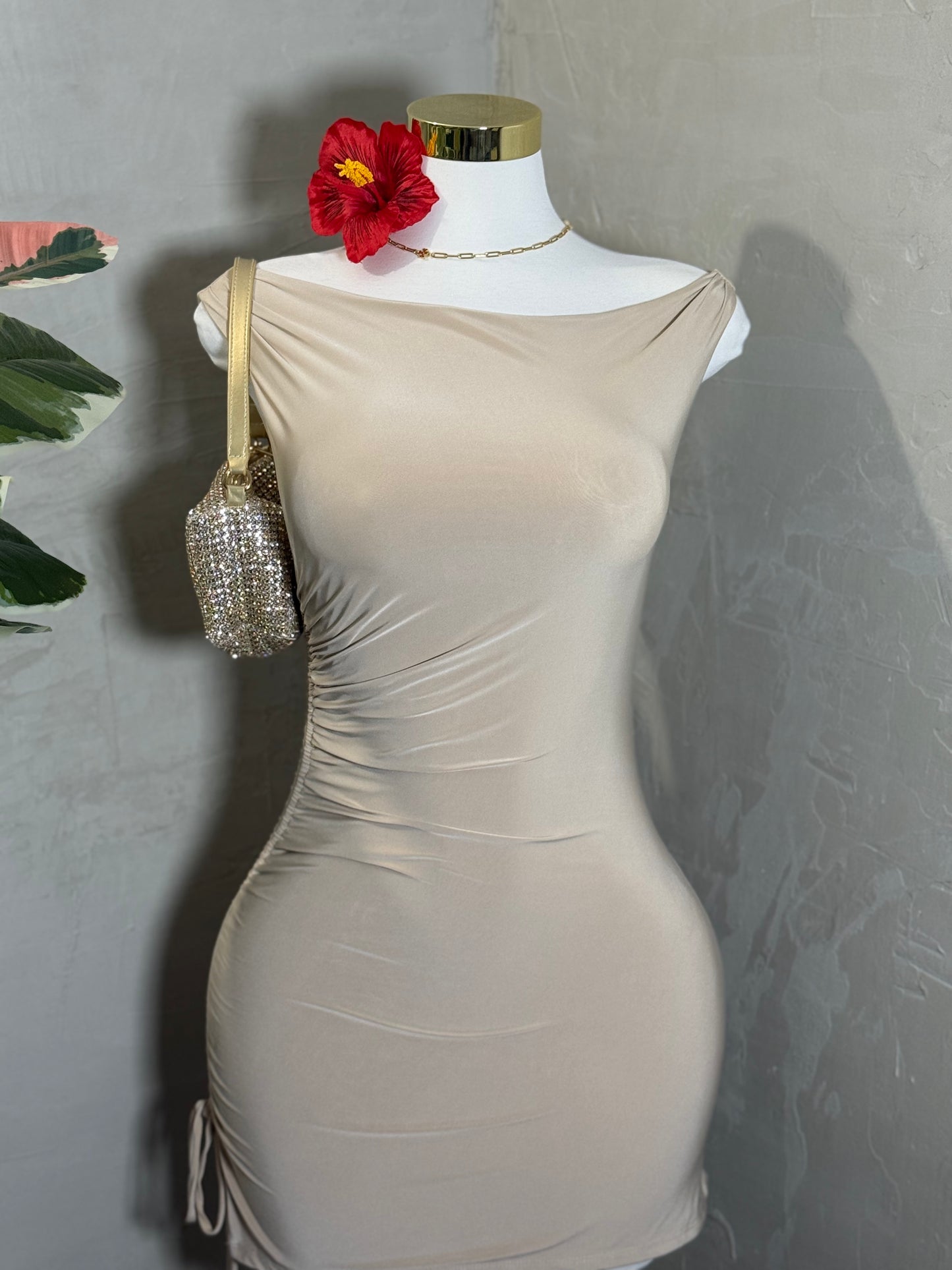 Mini dress taupe