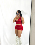 Red Halter Top y Skort Set