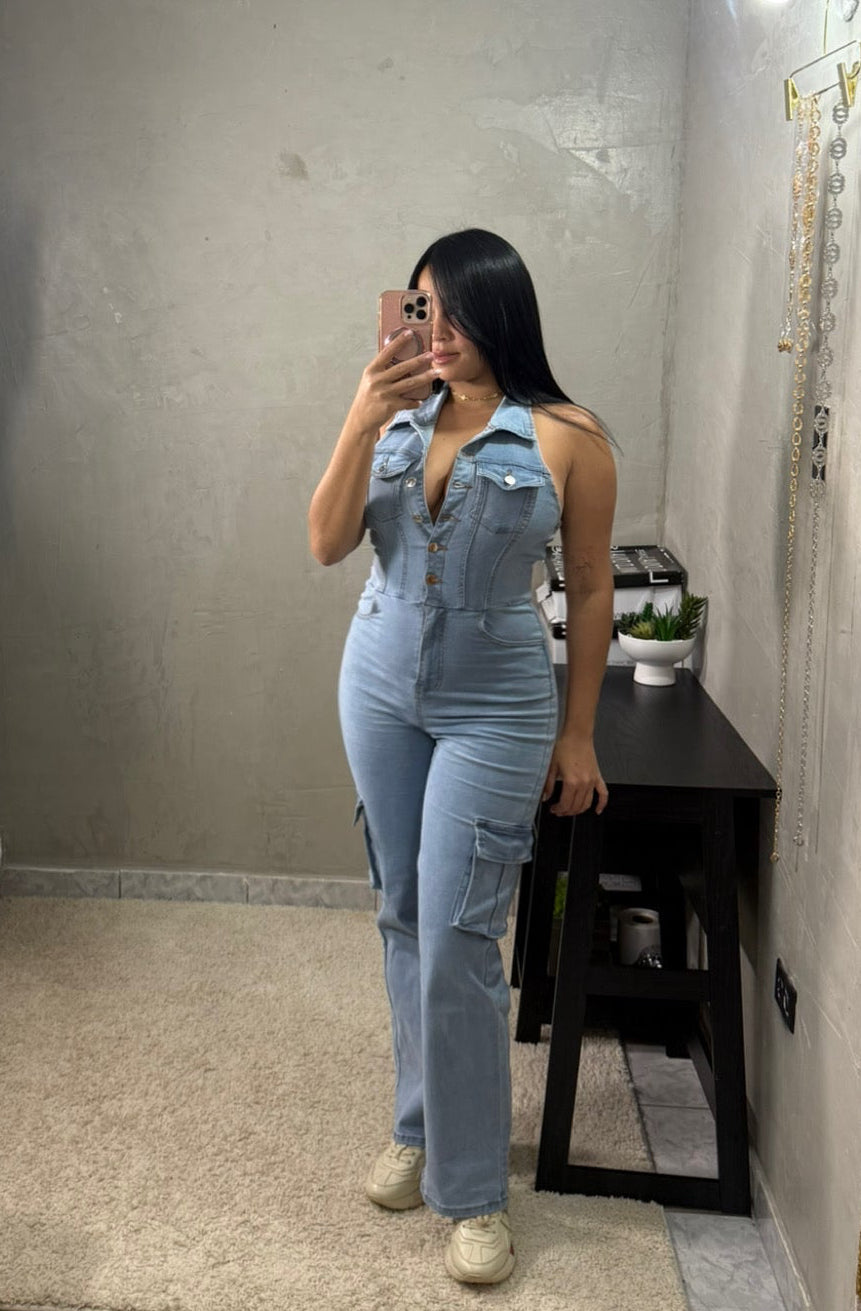 Denim Straightleg Jumpsuit