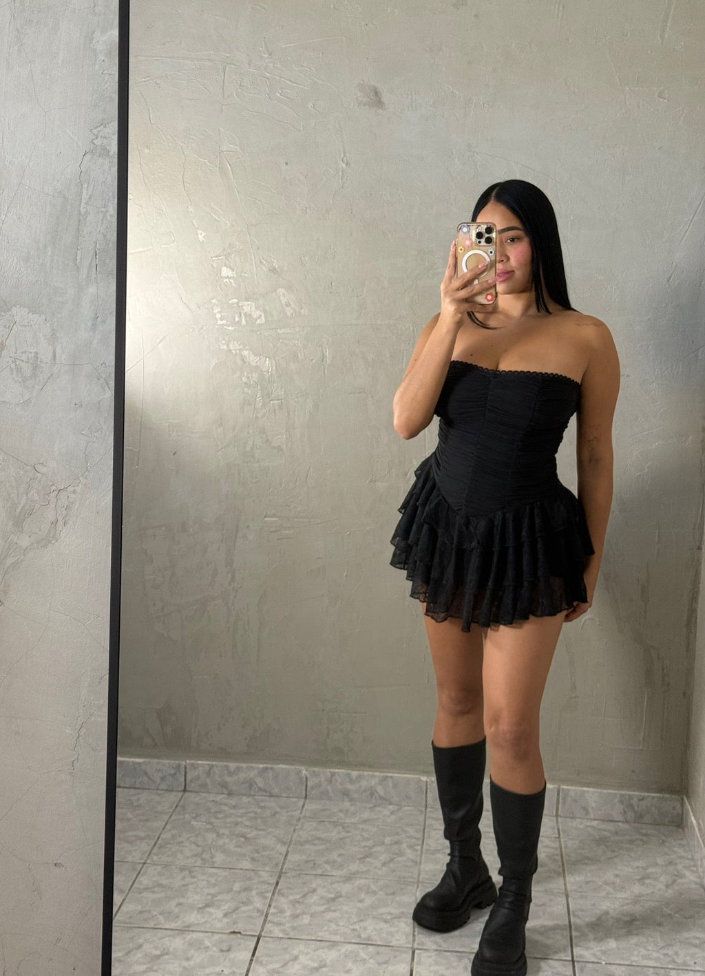 Halter Mini Dress — Black