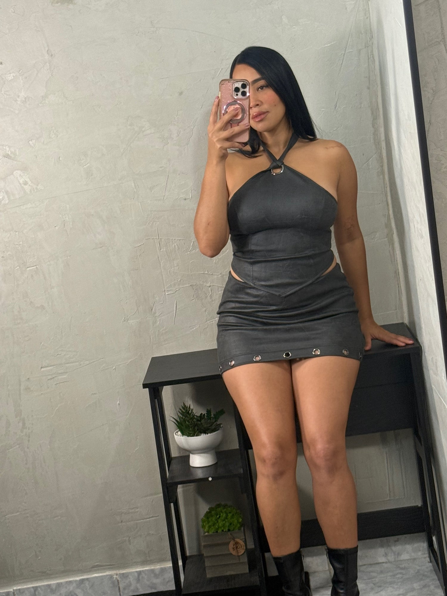 Halter top and mini skirt set