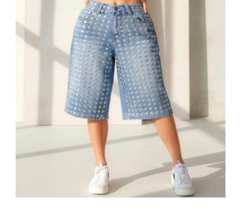 High rise wide leg denim