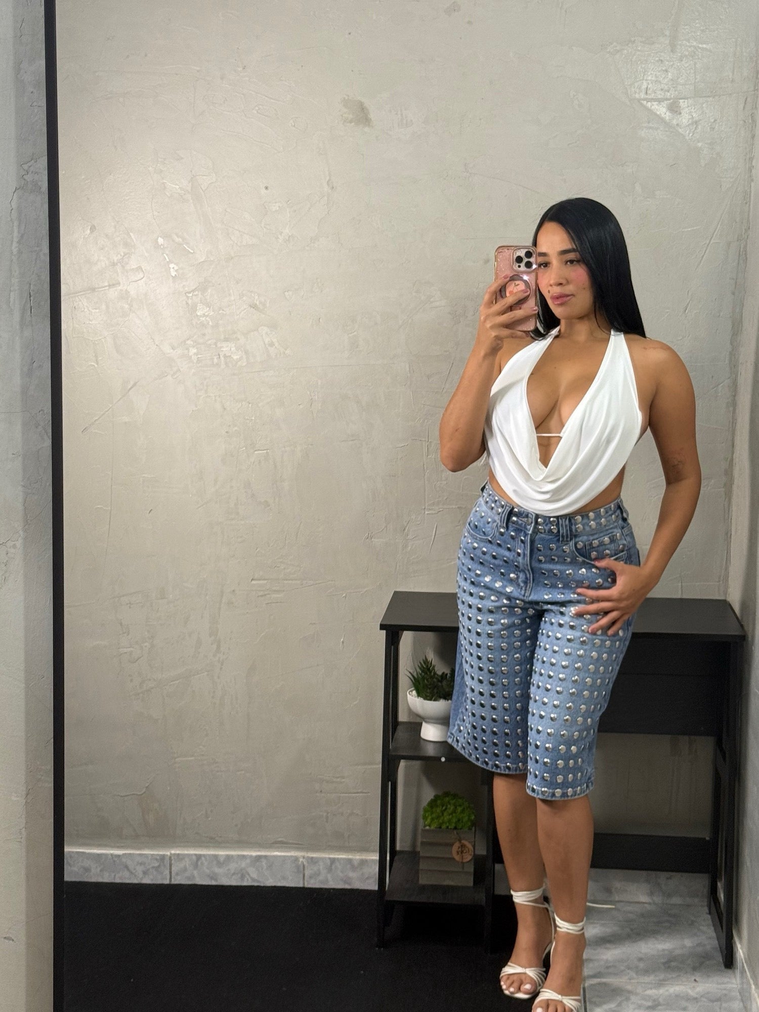 High rise wide leg denim