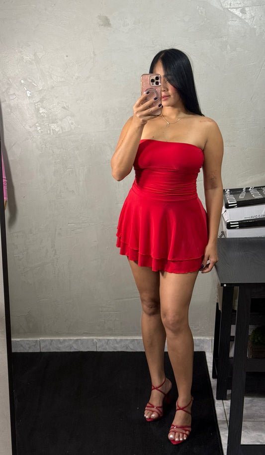 Strapless Ruched Mini Dress