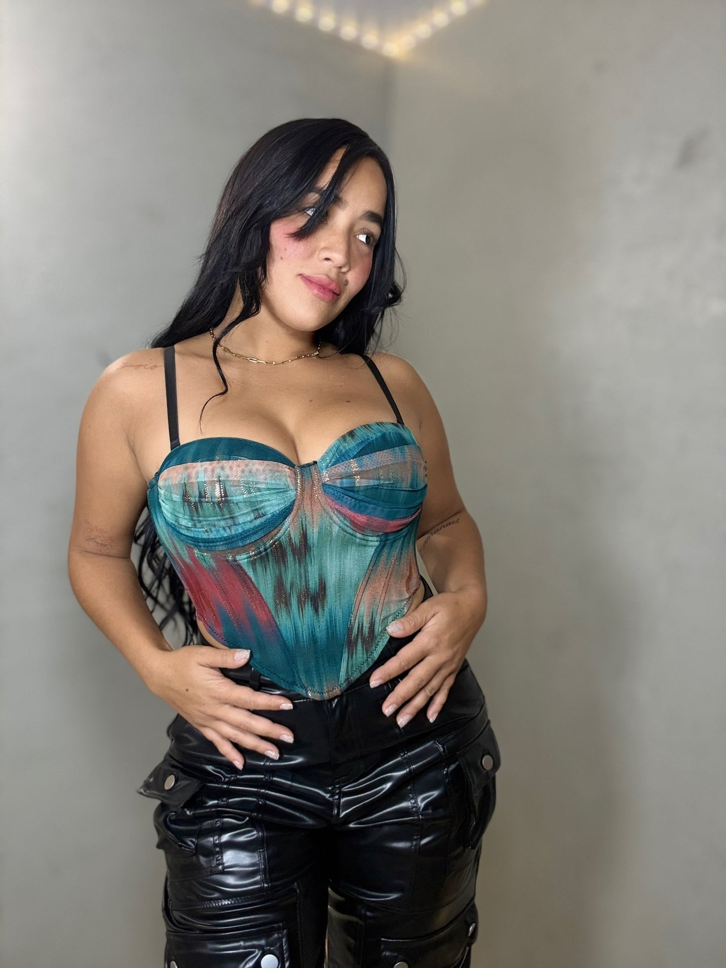 Corset Teal Multi