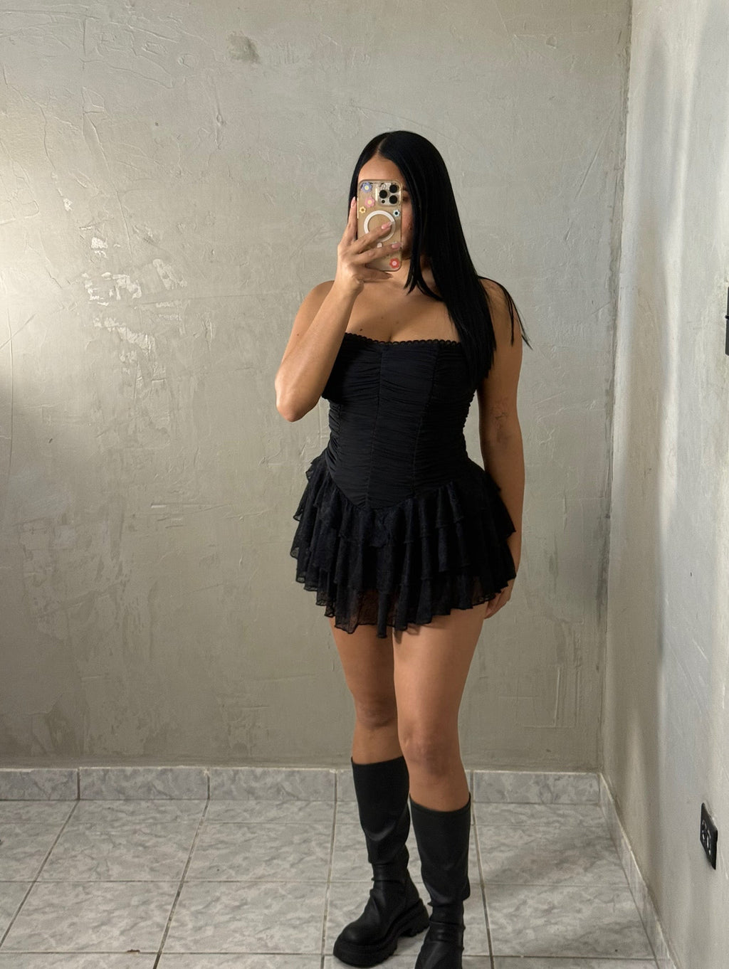 Halter Mini Dress — Black