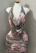 Brown Pink mini dress