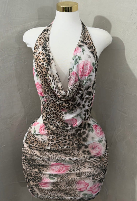 Brown Pink mini dress