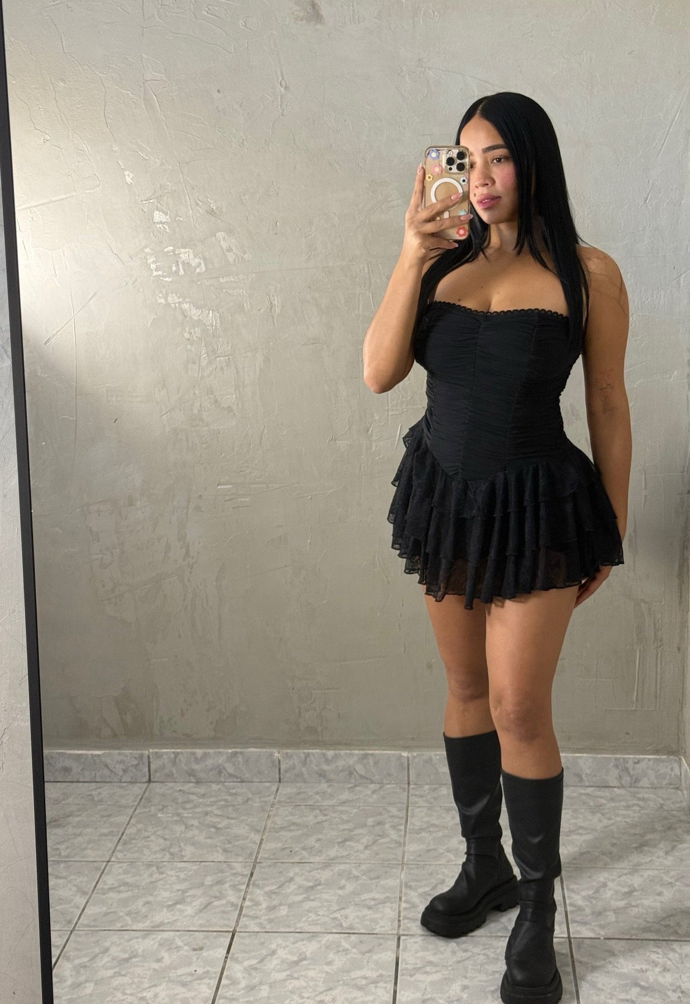 Halter Mini Dress — Black