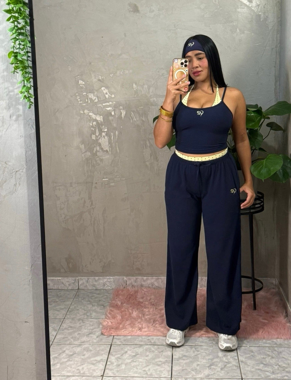 Navy Polka Dot Set