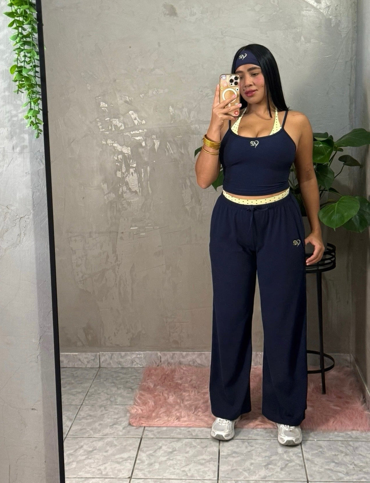 Navy Polka Dot Set